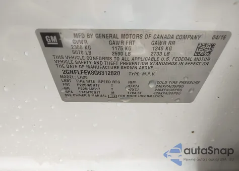 2016 Chevrolet Equinox Lt from USA, damaged, VIN 2GNFLFEK8G6312820
